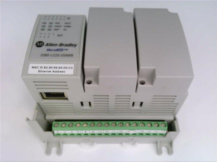 2080-LC20-20AWB | Allen-Bradley Micro820 Controller, 12-In/8-Out, DC Power