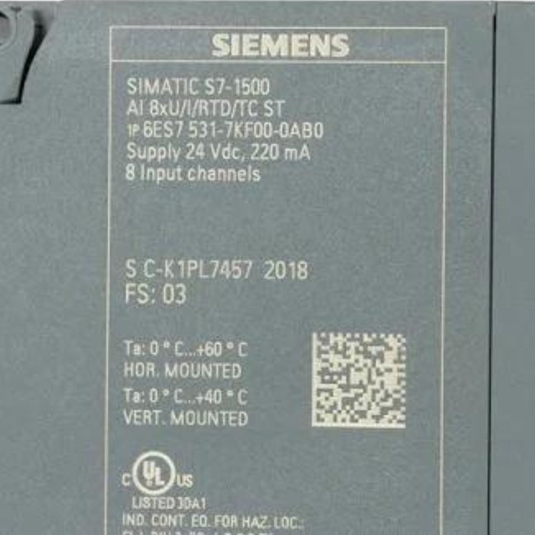 6ES7531-7KF00-0AB0 | Siemens SIMATIC S7-1500 Analog Input AI 8xU/I/RTD/TC ST