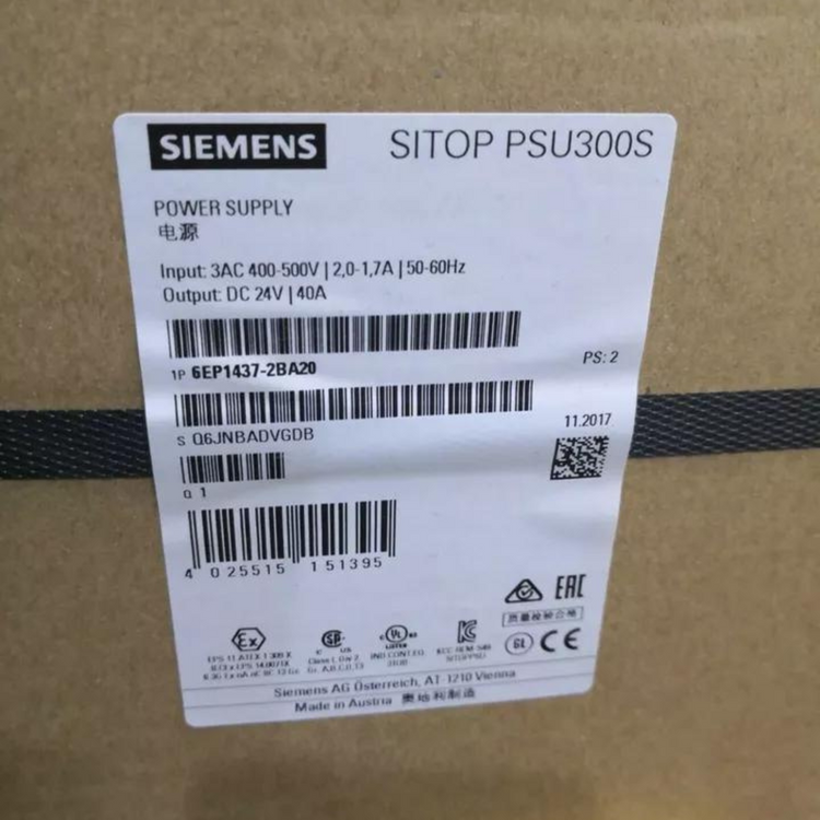 6EP1437-2BA20 | Siemens SITOP PCU300S Power Supply, 400-500VAC 3PH, 40A/24VDC Out