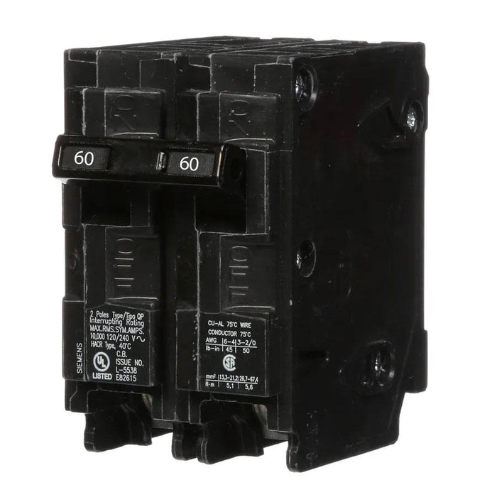 Q260H | Siemens 60A 2-Pole 240V Molded Case Circuit Breaker 22kA Plug-In