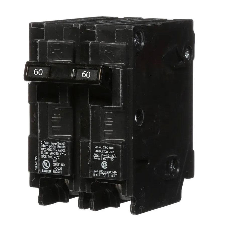 Q260H | Siemens 60A 2-Pole 240V Molded Case Circuit Breaker 22kA Plug-In
