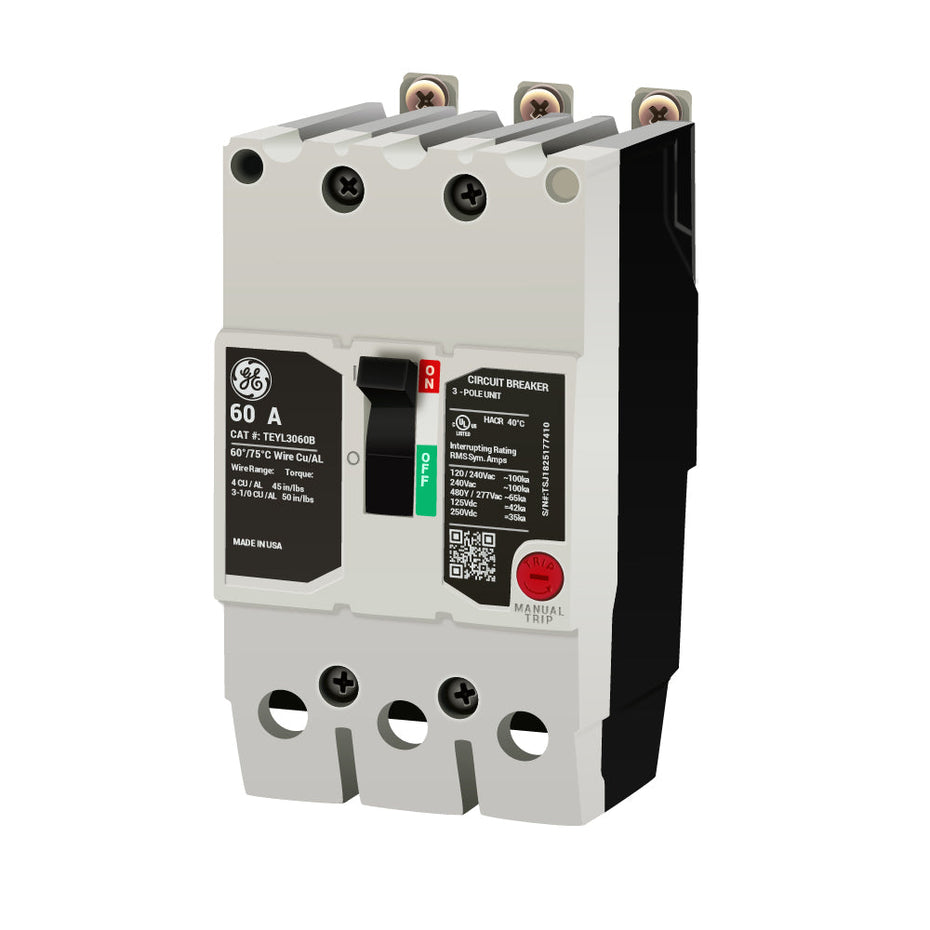 TEYL3060B | General Electric Molded Case Circuit Breaker, 60A, 480V, 3-Pole