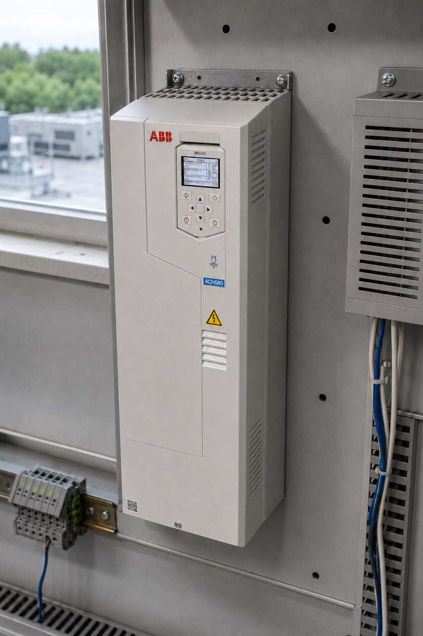 VFD HVAC troubleshooting: ABB ACH550-UH drive mounted in a rooftop unit control panel