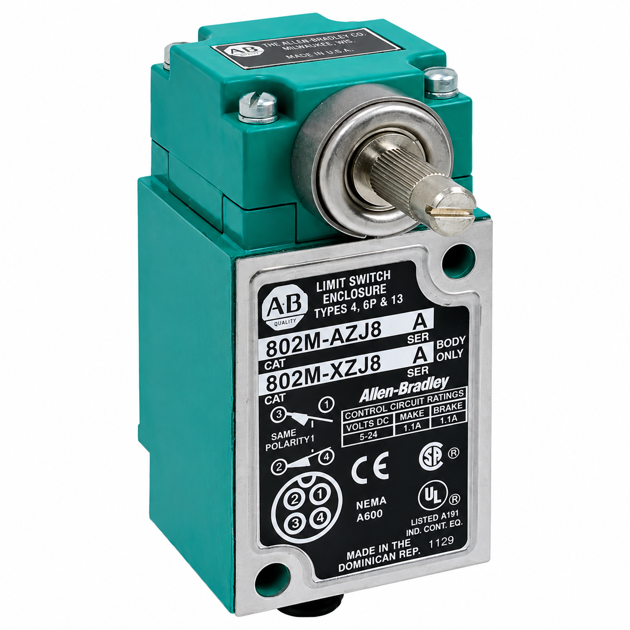 Allen-Bradley 802M-AZJ8 Factory-Sealed Spring-Return Limit Switch