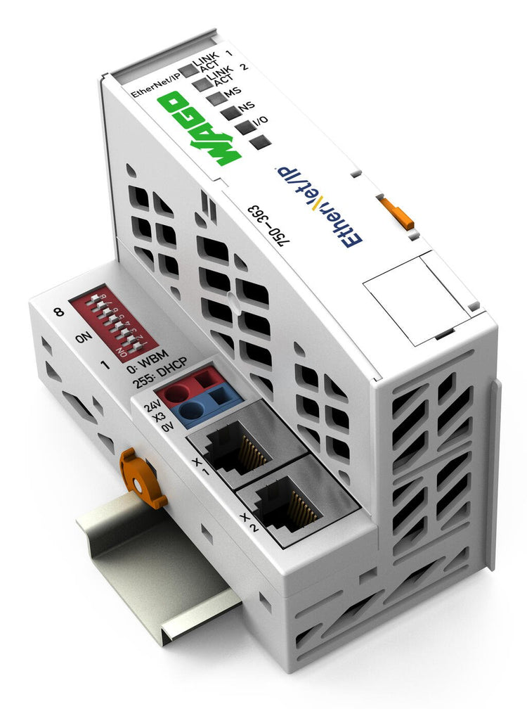 750-363 | Wago EtherNet/IP Fieldbus Coupler, 64 I/O, DIN Rail Mount