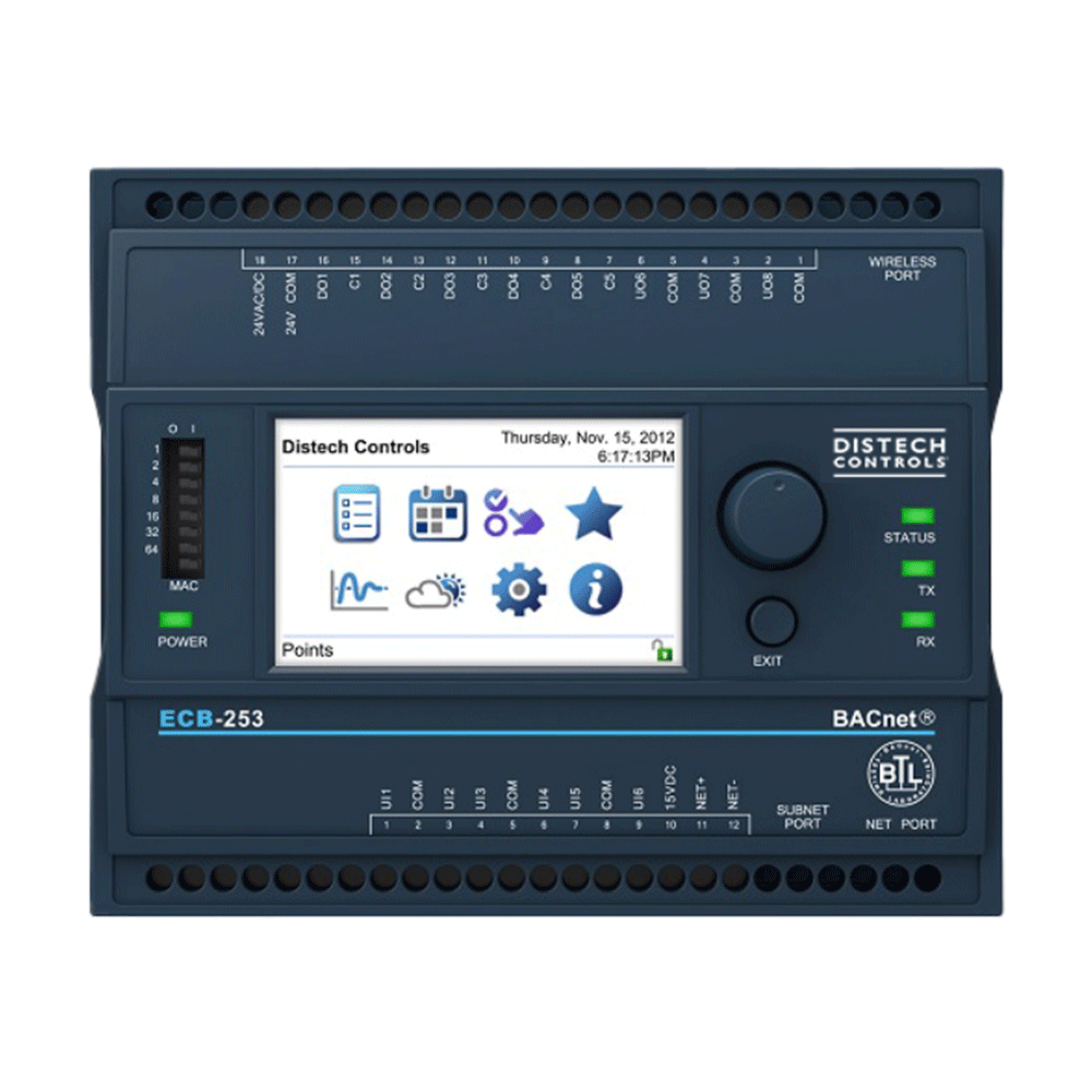 Distech Controls ECB-253 14-Point BACnet Programmable Controller with Integrated Color Display