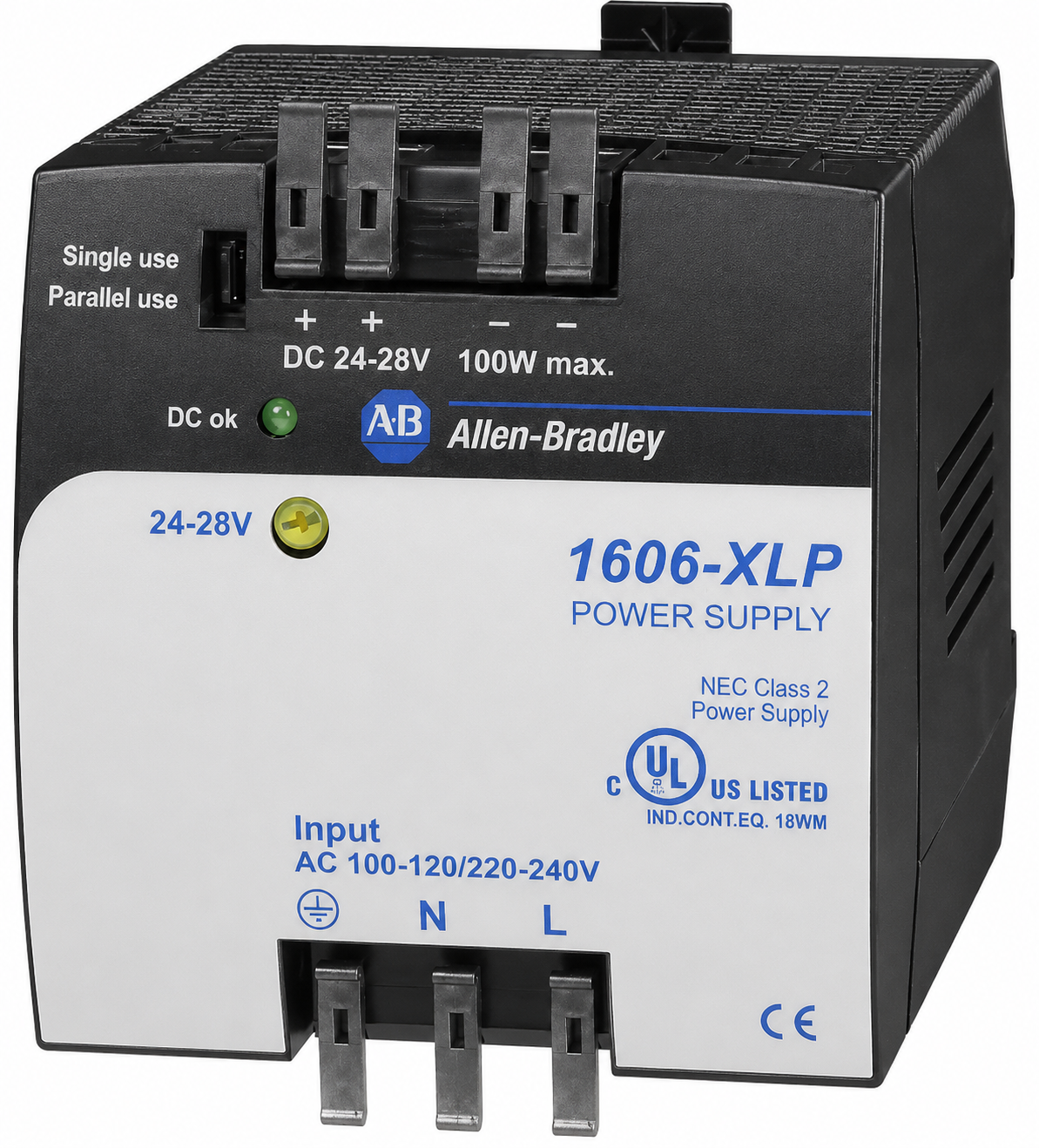 1606-XLP100E | Allen-Bradley Compact Switched Mode Power Supply 120/240VAC to 24VDC, 100W