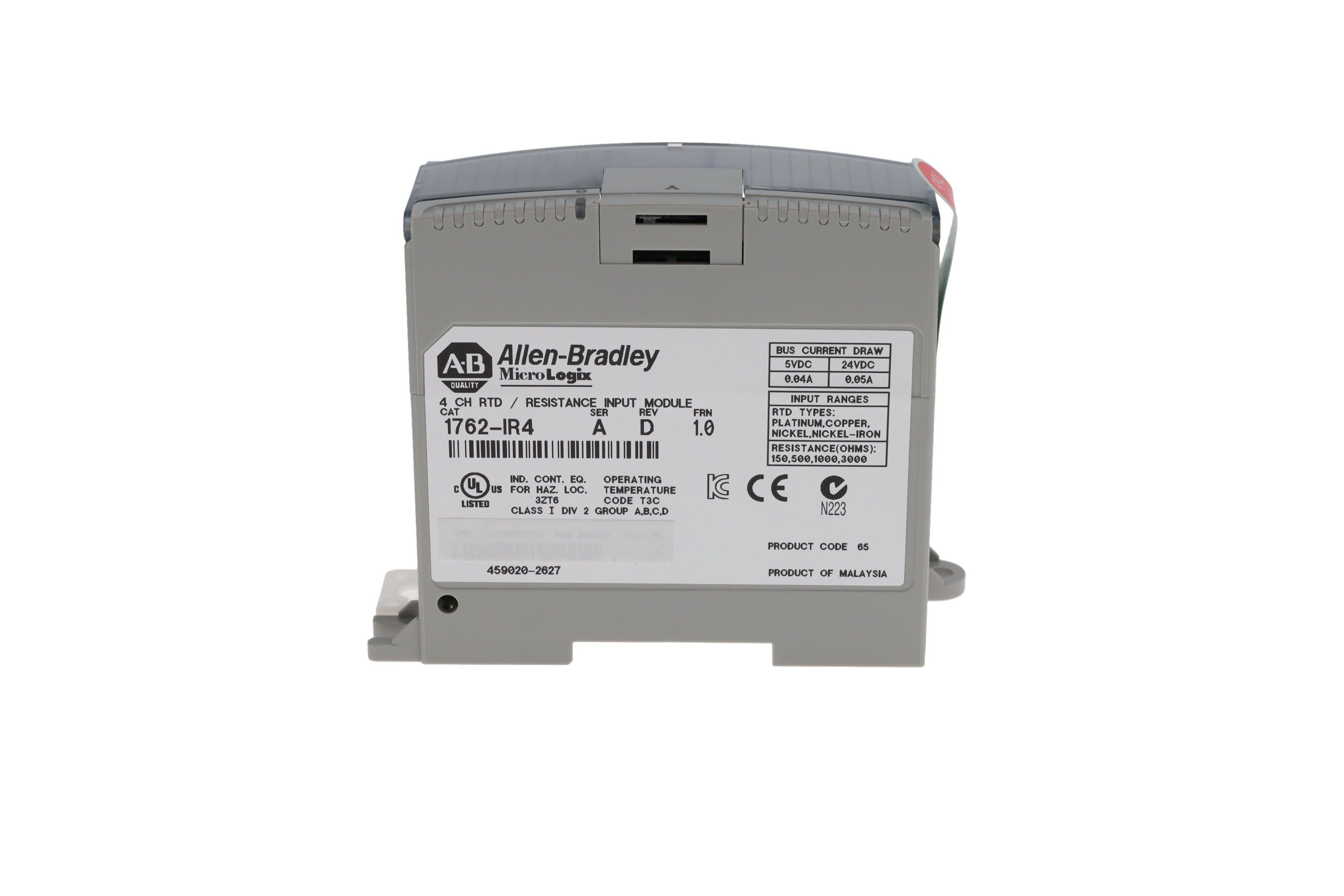 1762-IR4 | Allen-Bradley MicroLogix Expansion RTD/Resistance Input Module, 4 Ch