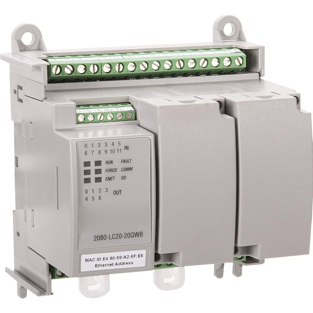 2080-LC20-20QWB | Allen-Bradley Micro820 Controller, 12-In/8-Out, DC Power