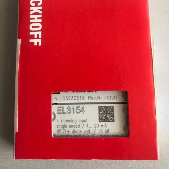 EL3154 | BECKHOFF EtherCAT Terminal, 4-channel Analog Input, Current, 4…20 mA, 16 bit, single-ended