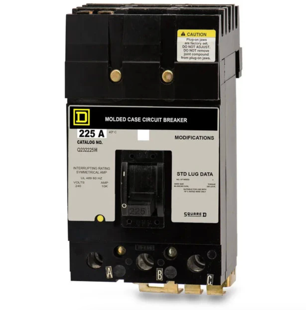 Q232225H | Square D 225A 3-Pole 240V Thermal Magnetic Molded Case Circuit Breaker