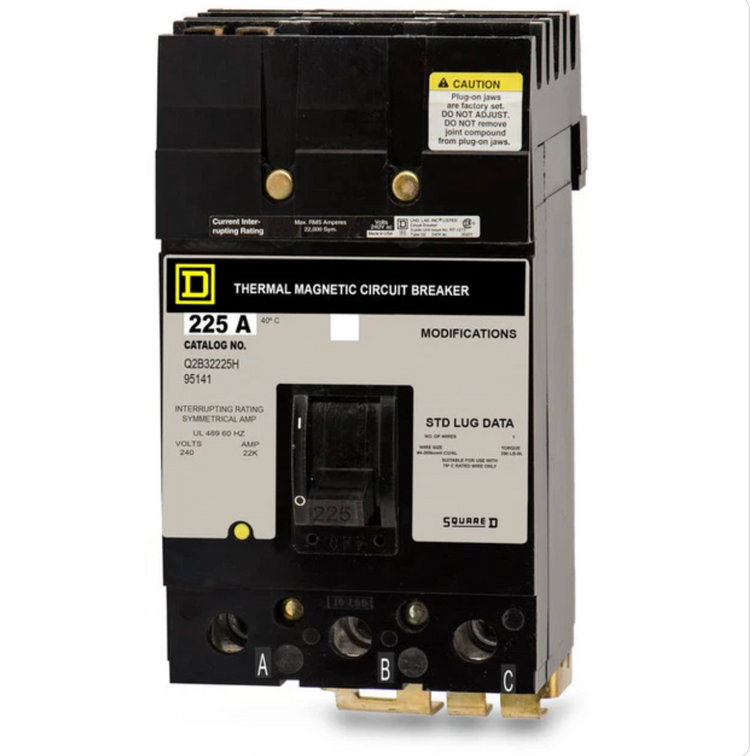 Q2B32225H | Square D 225A 3-Pole 240V Thermal Magnetic Molded Case Circuit Breaker