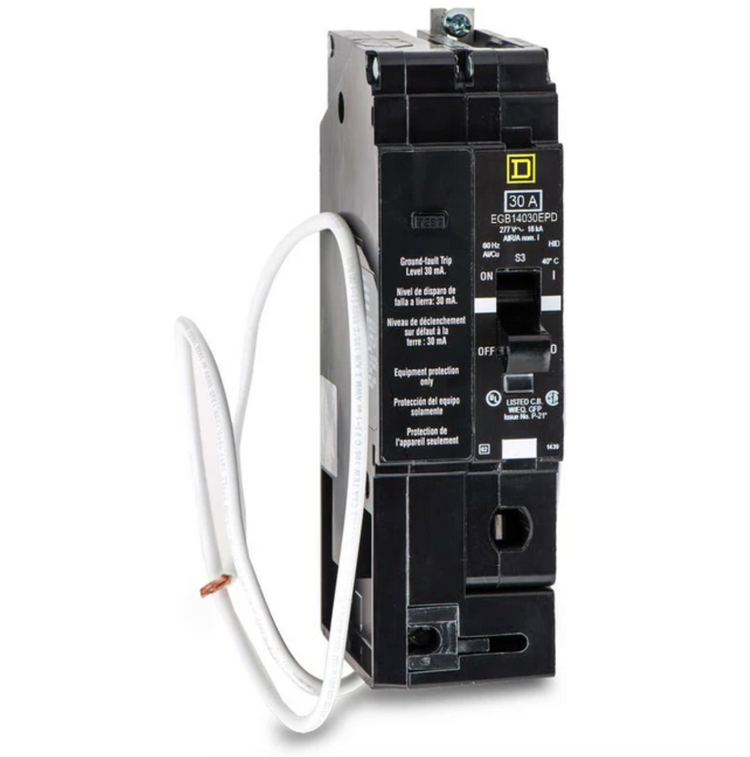 EGB14030EPD | Square D 30A 1-Pole 277 VAC Molded Case Circuit Breaker, Thermal Magnetic, Bolt-On