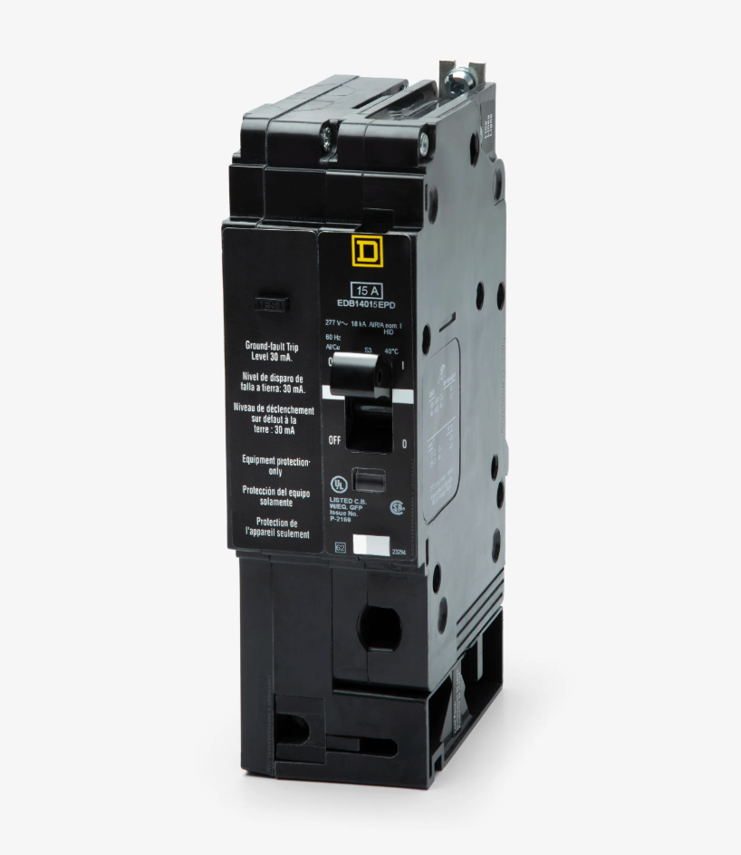 EDB14015EPD | Square D 15A 1-Pole 277 VAC Molded Case Circuit Breaker, Thermal Magnetic, Bolt-On