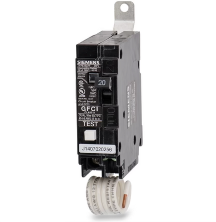 BF120H | Siemens 1-Pole 20A 120V Bolt-On Ground Fault Circuit Breaker