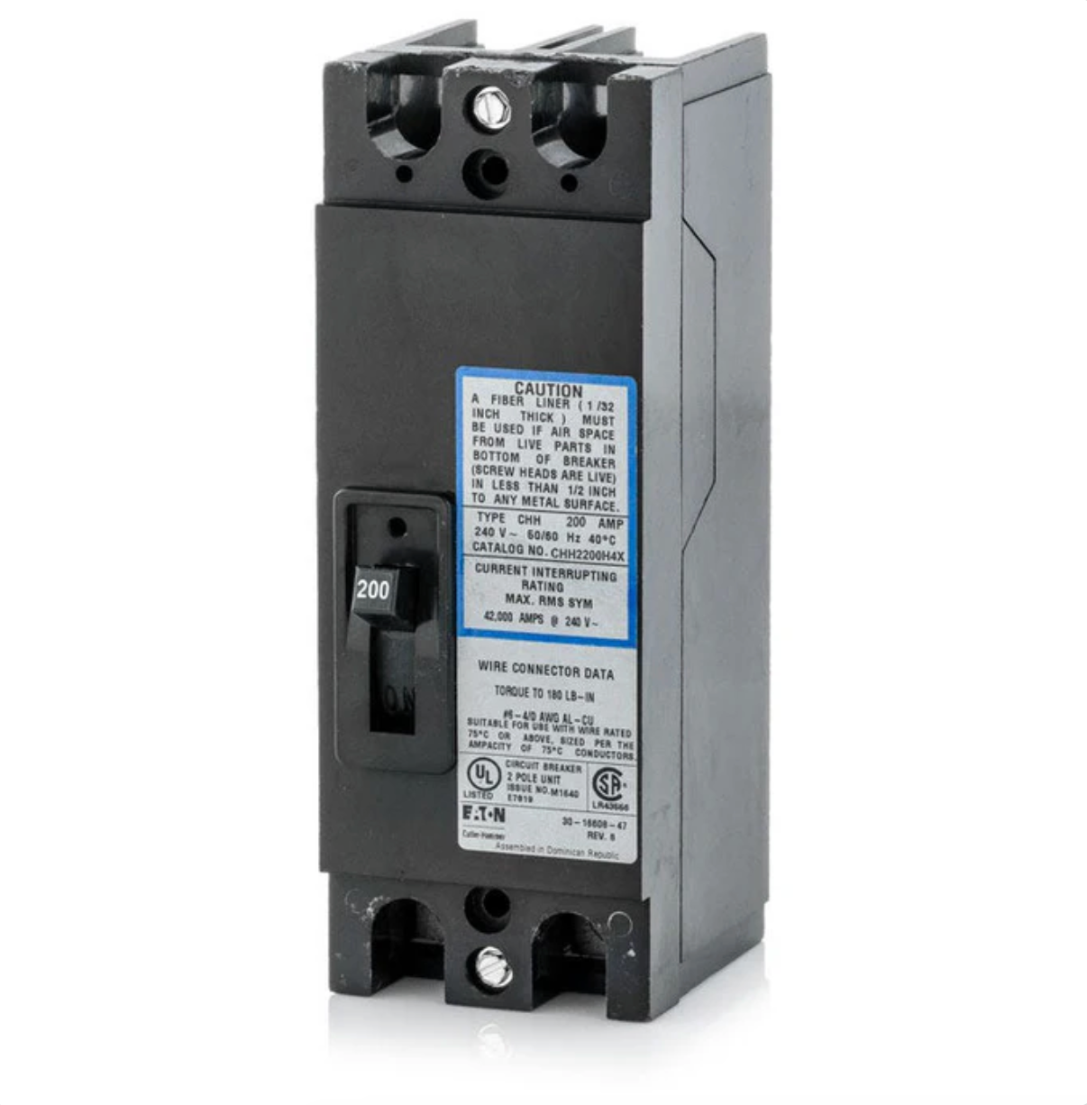 CHH2200H4X | Eaton 200A 2-Pole 240V CHH Series Thermal Magnetic Molded Case Circuit Breaker