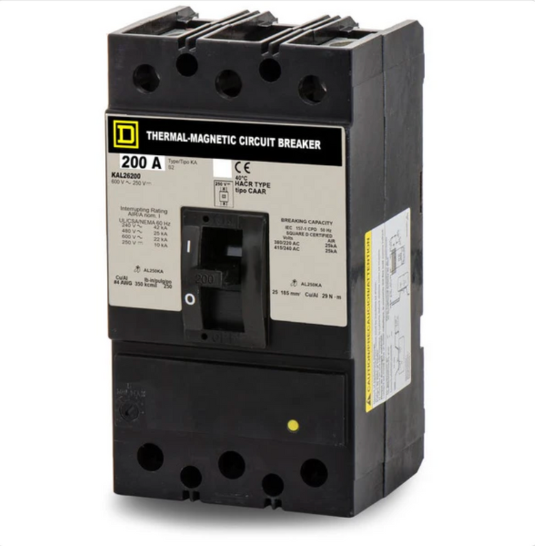 KAL26200 | Square D 200A 2-Pole 600VAC Thermal Magnetic Molded Case Circuit Breaker