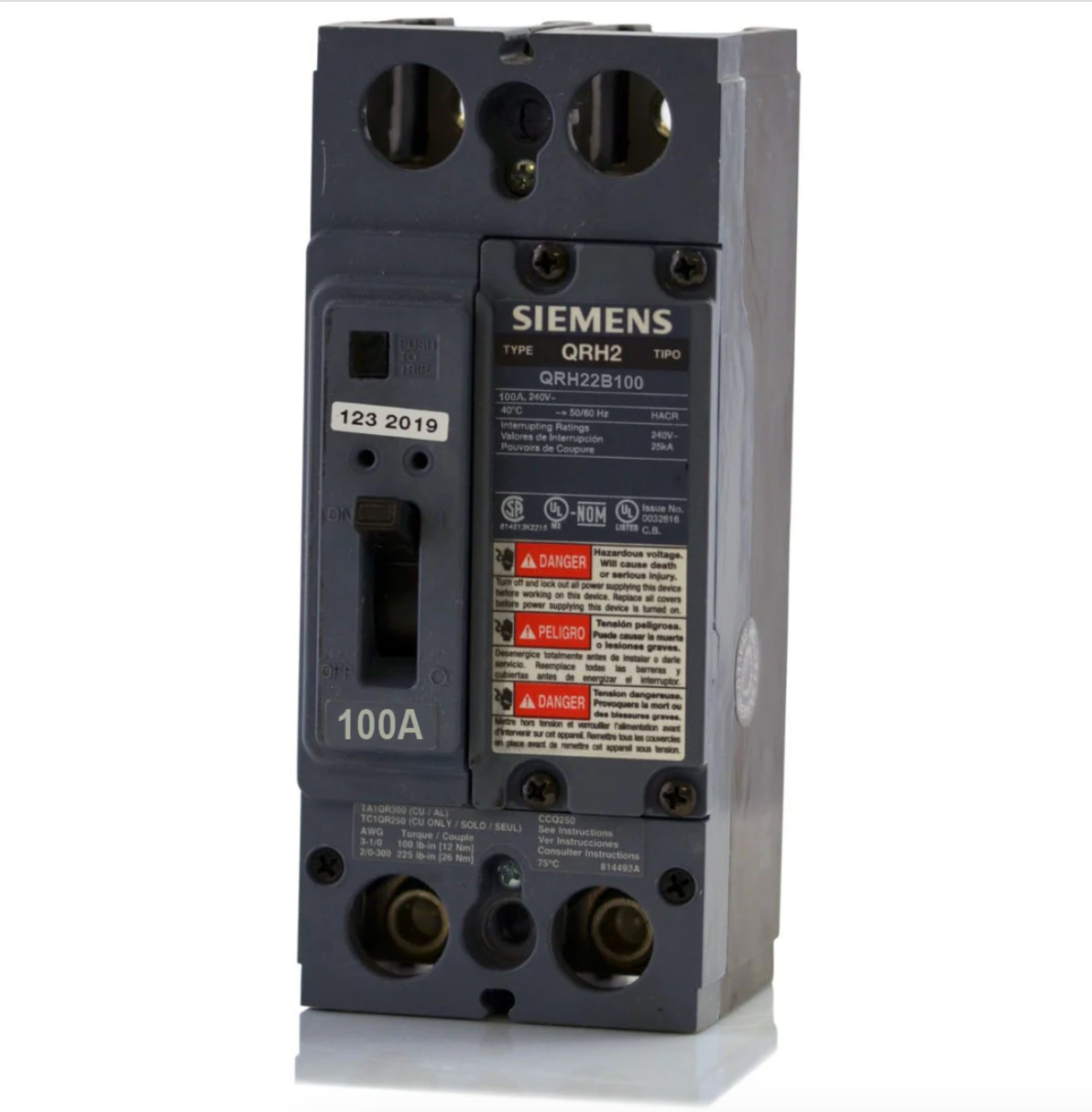 QRH22B100 | Siemens QR Series 100A 2-Pole Molded Case Circuit Breaker, 240V