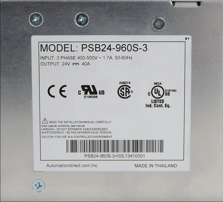 PSB24-960S-3 | Automation Direct RHINO SELECT 24VDC 960W 3-Phase Power Supply