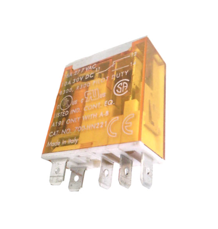 700-HK36A1 | Allen-Bradley Slim Line relay, SPDT, 120 VAC coil, 16A, plug-in blade terminals