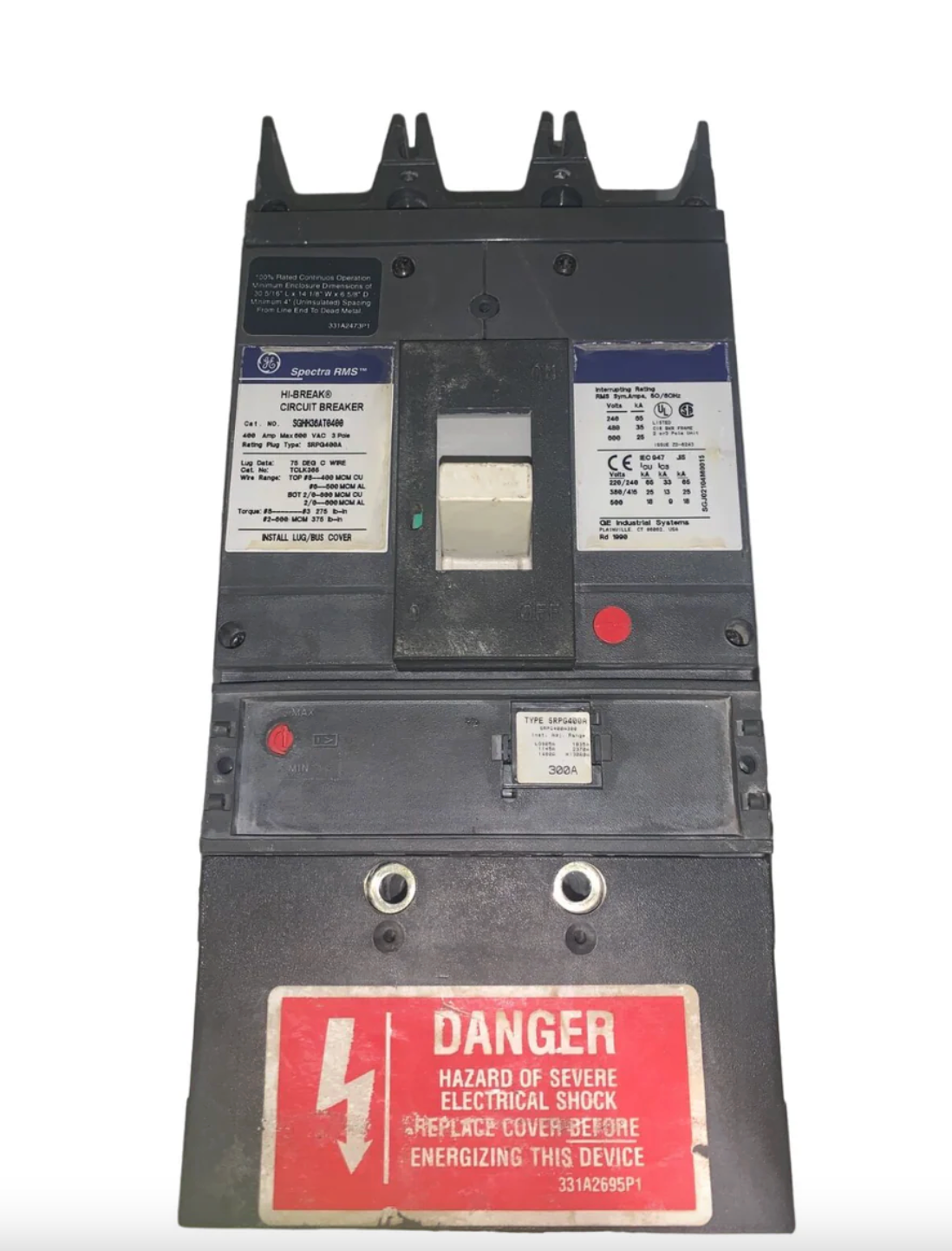 General Electric SGHH36AT0400 400A 3-Pole Molded Case Circuit Breaker 600VAC Spectra Series