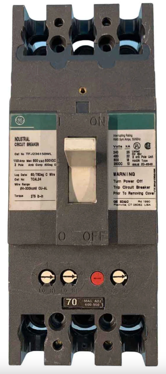 General Electric TFJ236150WL 150A 3-Pole Molded Case Circuit Breaker 600V F225 Line
