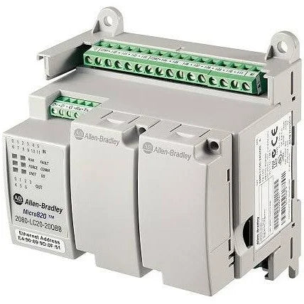 2080-LC20-20AWB | Allen-Bradley Micro820 Controller, 12-In/8-Out, DC Power