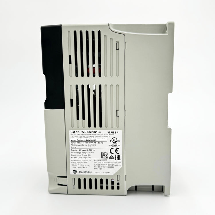 22D-D6P0N104 | Allen-Bradley PowerFlex 40P AC Drive 480VAC 3-Phase 6A 3HP IP20