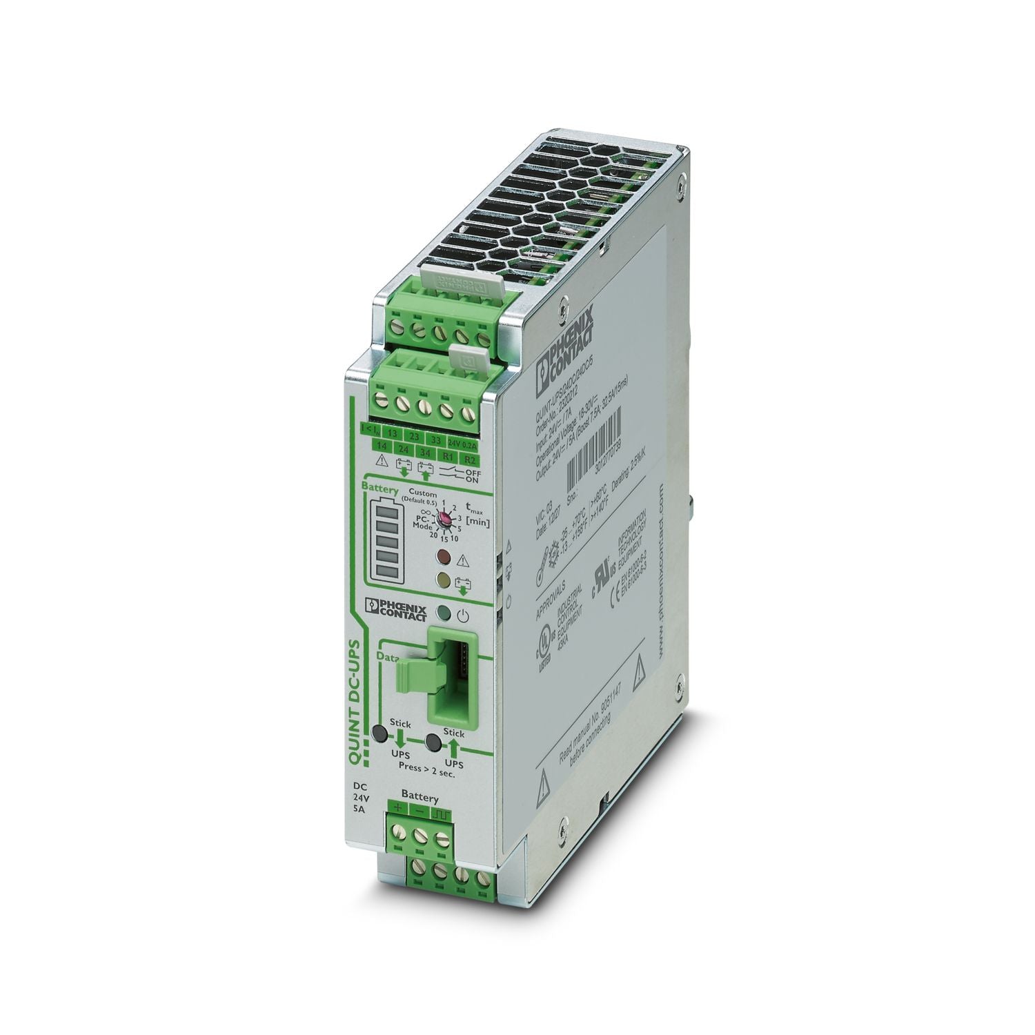 2320212 | PHOENIX CONTACT 2 Output DIN Rail Panel Mount Power Supply,QUINT,24VDC,5A QUINT POWER Series