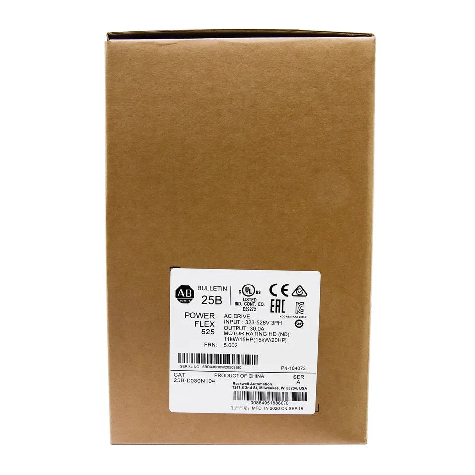 25B-D030N104 | Allen-Bradley PowerFlex 525 AC Drive 480V/30A/20HP