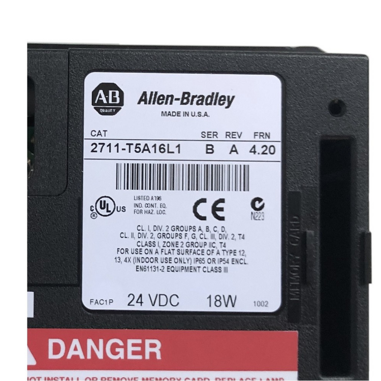 2711-T5A16L1 | Allen-Bradley PanelView 550 Mono/Touch/RS232(DF1)/RS232-Pr DC Power