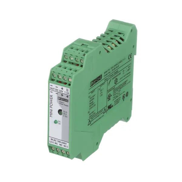 2866446 | PHOENIX CONTACT Power Supply, DIN Rail Mount, 24V, 1.3A, Input 85-264V, 31W, MINI Series