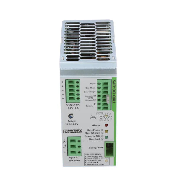 2866611 | PHOENIX CONTACT Power Supply, Integrated Battery, 24 VDC, 5A Out, 100-240 VAC/DC Supply