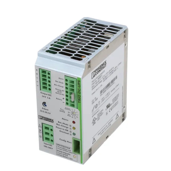 2866611 | PHOENIX CONTACT Power Supply, Integrated Battery, 24 VDC, 5A Out, 100-240 VAC/DC Supply