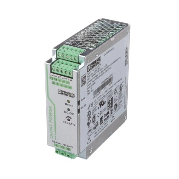 2866750 | PHOENIX CONTACT Power Supply, ACDC, 24VDC, 5A, 120W, DIN Rail Mount, QUINT POWER Series