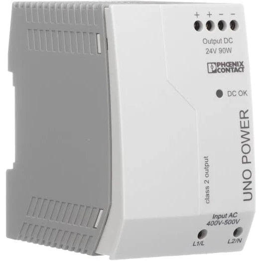 2904371 | PHOENIX CONTACT Power Supply, AC-DC, 24 VDC, 90 W, DIN Rail Mount, Switched, UNO POWER Series