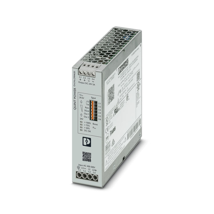 2904620 | Phoenix Contact | Power Supply, ACDC, 24VDC, 5A, 120W, DIN Rail Mount, QUINT POWER Series