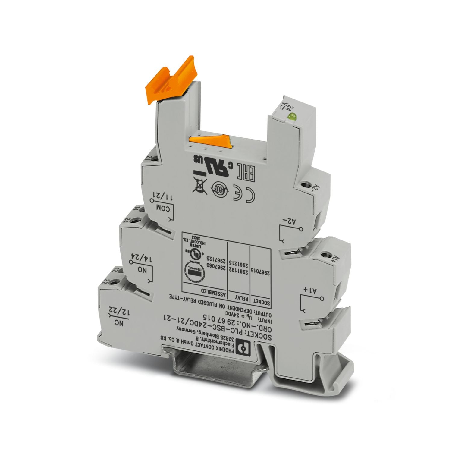 2967015 | Phoenix Contact PLC Terminal Block, Screw Connect, 24 VDC, PLC-BSC, 26-14 AWG