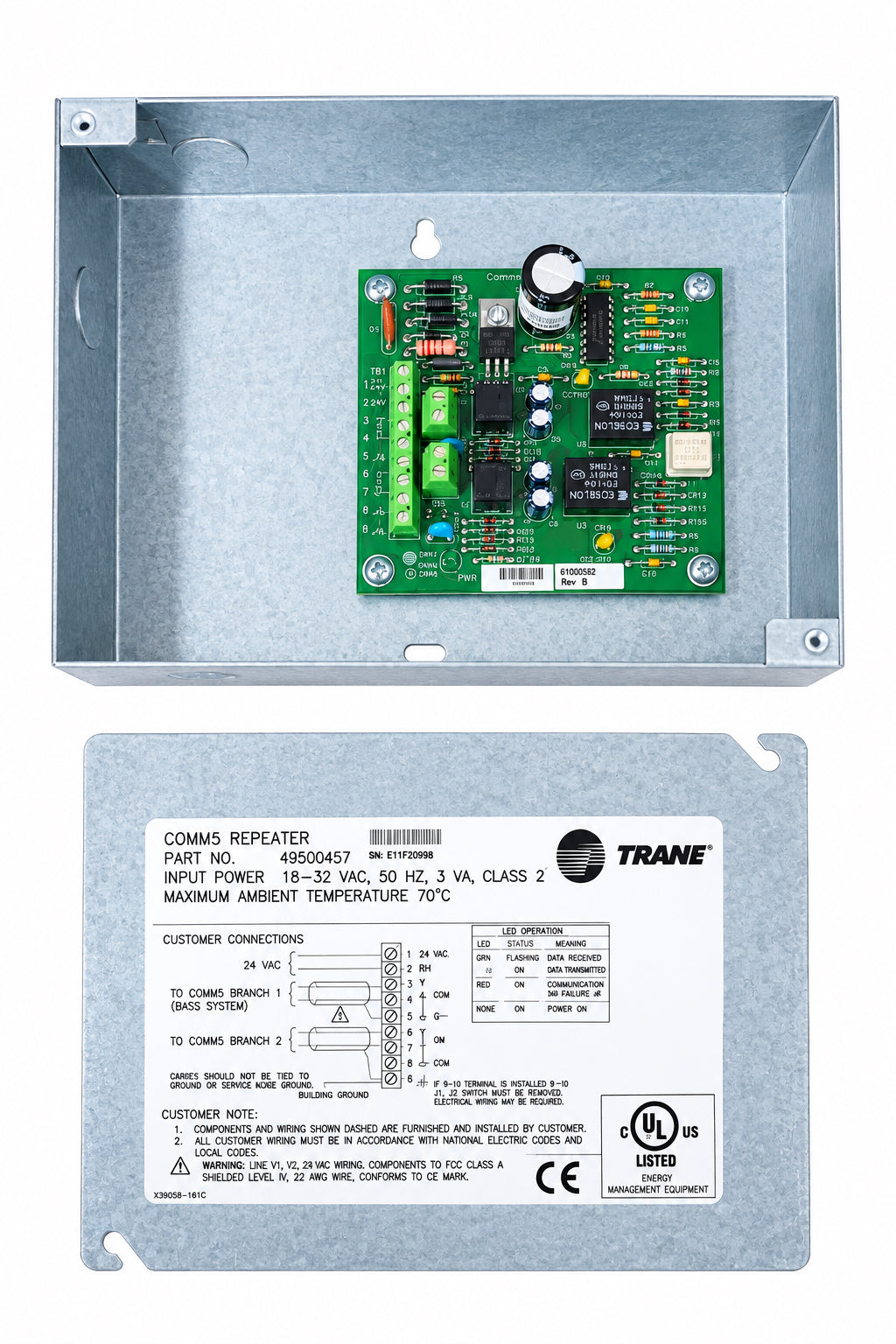 Trane 49500457 Rev. L Standard Control Circuit Board with Steel Enclosure
