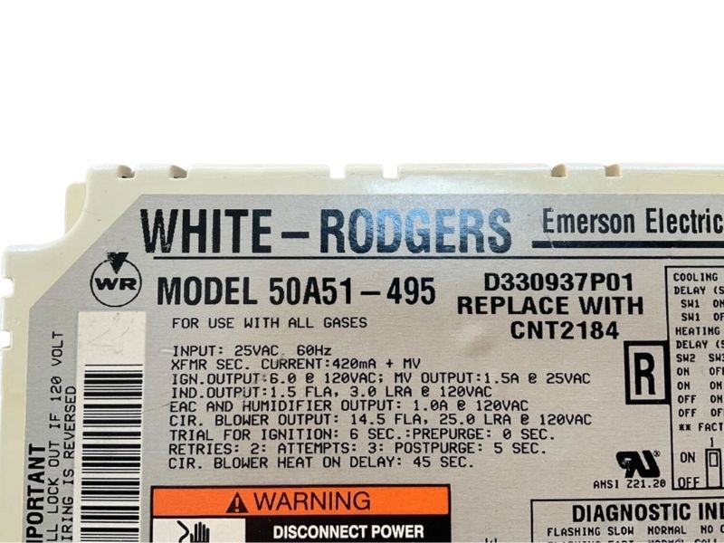 50A51-495 | White Rodgers American Standard Furnace Control Circuit Board