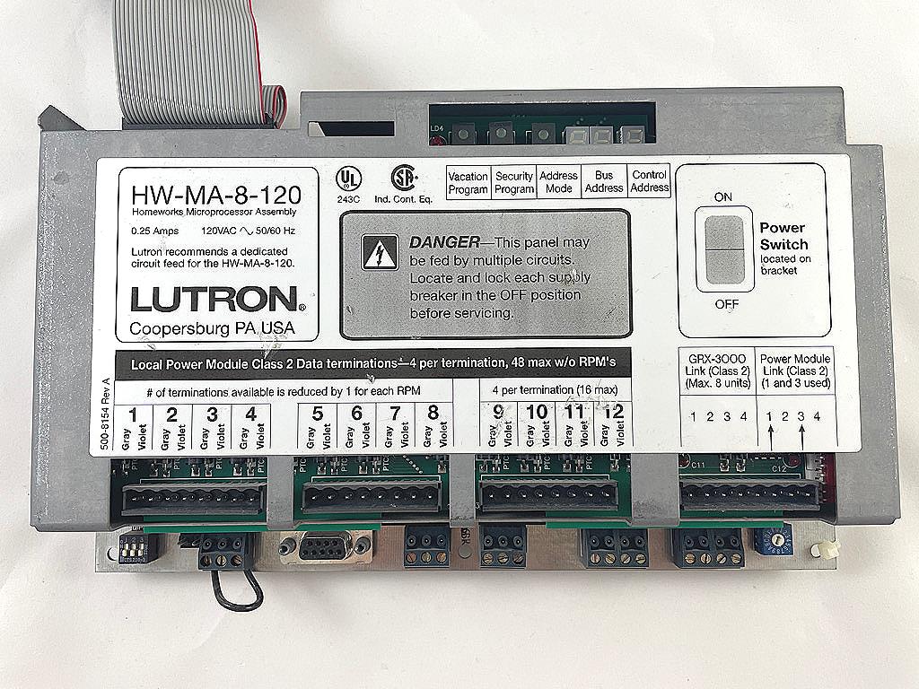 HW-MA-8-120 | Lutron HomeWorks Lighting Processor with CCO Output Support, 120V Panel Mount