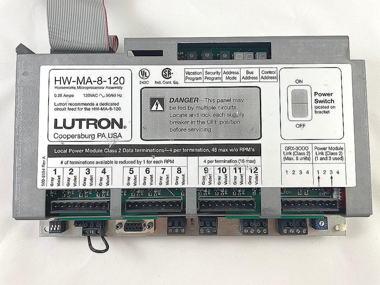 HW-MA-8-120 | Lutron HomeWorks Lighting Processor with CCO Output Support, 120V Panel Mount