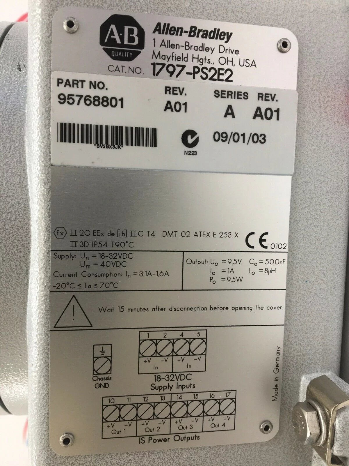 Allen-Bradley 1797-PS2E2 FLEX Ex 24V DC Intrinsically Safe IECEx Power Supply