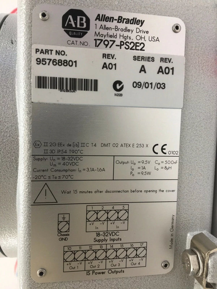 Allen-Bradley 1797-PS2E2 FLEX Ex 24V DC Intrinsically Safe IECEx Power Supply