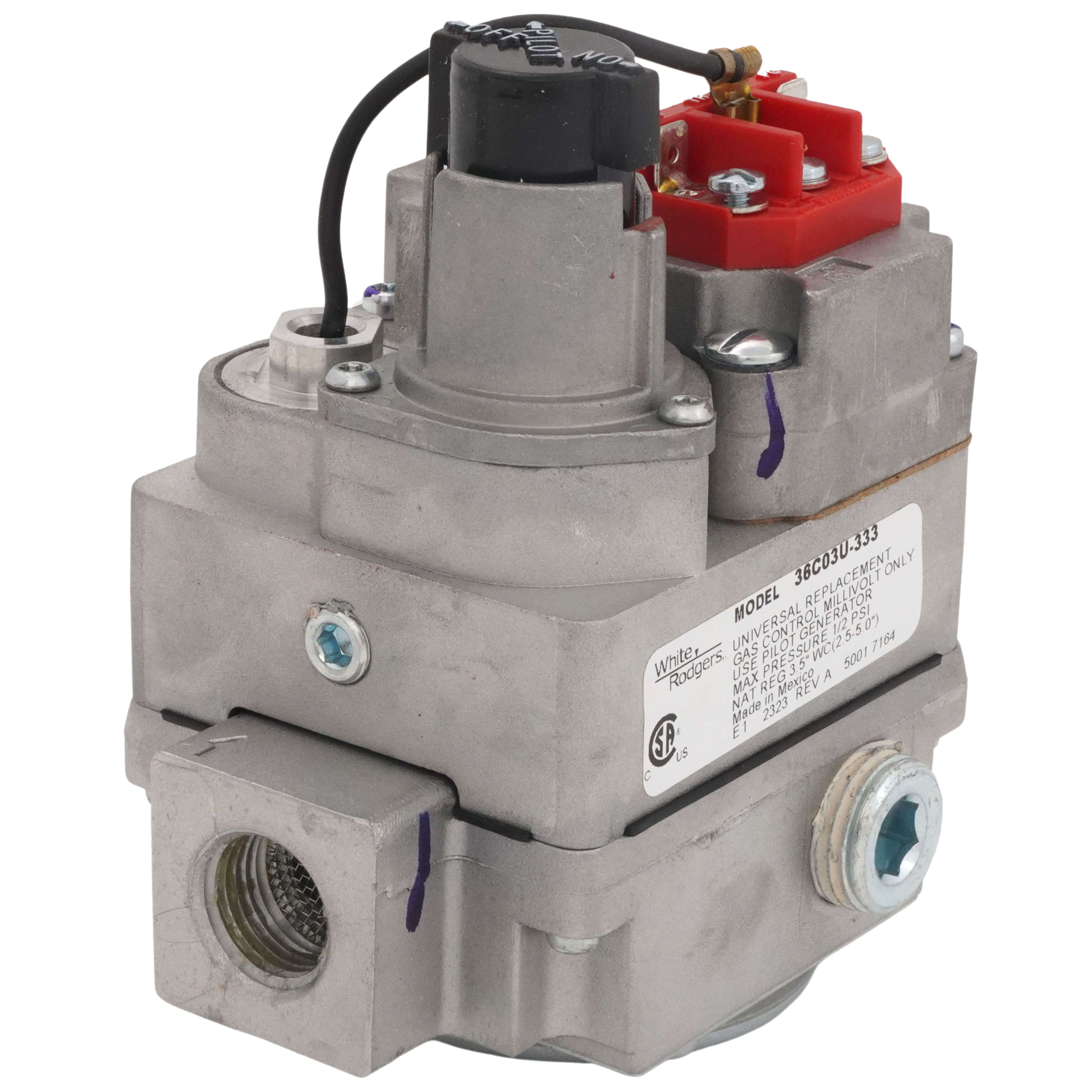 36C03U-333 | White-Rodgers Universal Gas Valve, 1/2" x 3/4"