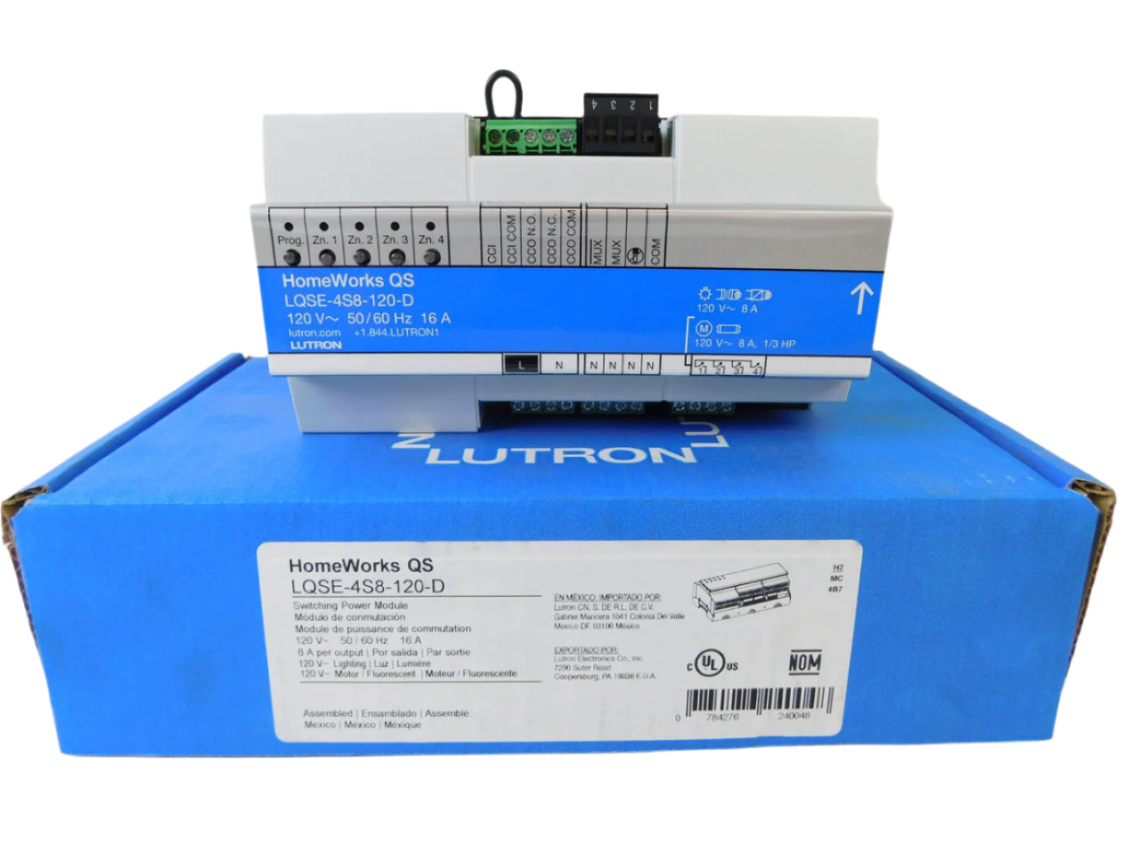 LQSE-4S8-120-D | Lutron Switching Power Module for HomeWorks QS lighting systems (4-zone, 16 A, 120 V)