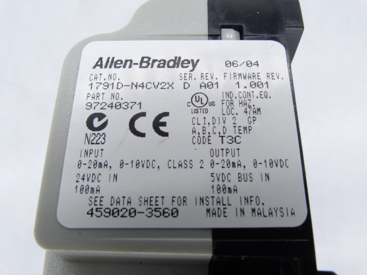 1791D-N4CV2X | Allen Bradley CompactBlock I/O Analog 24 VDC