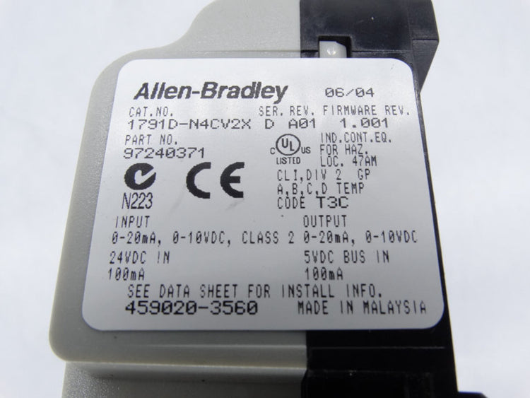 1791D-N4CV2X | Allen Bradley CompactBlock I/O Analog 24 VDC