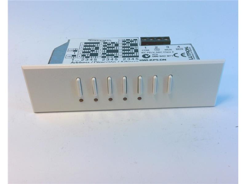 HWI-KP5-DN-WH | Lutron 5-Button Wired HomeWorks Architrave Keypad