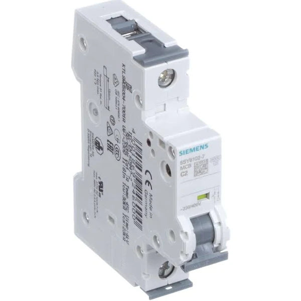 5SY6102-7 | Siemens | Miniature Circuit Breaker, 1-Pole, 2A, Curve C